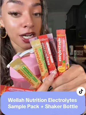 The variety pack is what got me because committing to one flavor is simply not my ministry 😂💧 shaker included too. #electrolytes #hydration #wellahnutrition #wellahelectrolyte #tiktokshopcreatorpicks @Wellah Nutrition Electrolytes Sample Pack + Shaker Bottle