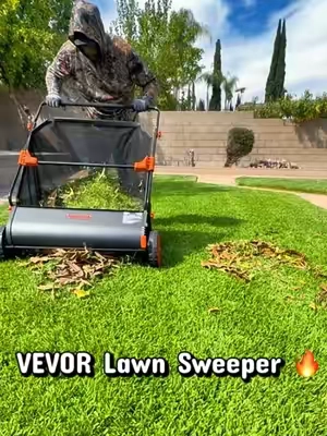 Save yourself time and money this fall and stop raking those leaves, the Vevor Lawn Sweeper will do it for you in a fraction of the time!  #lawnsweeper #vevor #lawncare #autumnleaves #fyp 