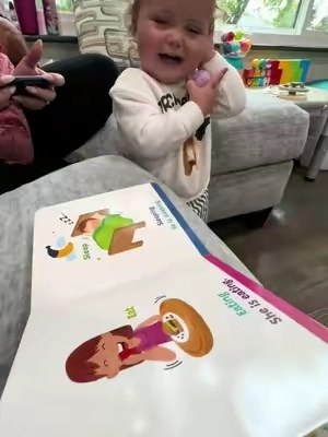 We have so much fun with these books. She is understanding much more and her speech is developing so well! #toddlerlearning #earlylearning #languagedevelopment #finemotorskills #smartbaby 