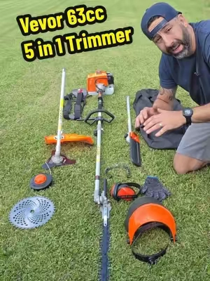 VEVOR 63cc 2-Cycle Gas Power 5-in-1 Handheld Tool Set - Gas Hedae Trimmer, String Trimmer, 3T/40T Brush Cutter, Rust-Resist Aluminum Pole Saw, Cordless Weec Eater with Rubber Grip & Protective Gear for Branches/Vines @VEVOR Store #TikTokshopbacktoschool #tiktokshopstockup #SohoChic #toolupgrade #vevorsuperbrandday 