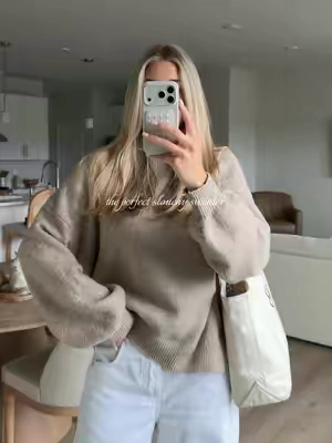 the perfect slouchy crew neck sweater 🧺 size large #crewneck #sweater 