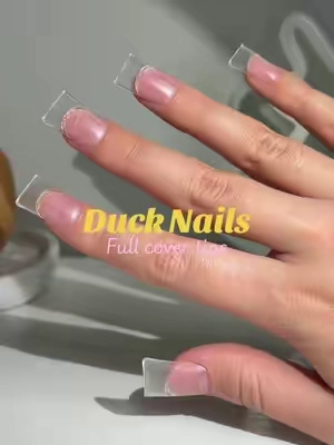 Y2K girlies, duck nails are BACK 🦆✨ Long Lasting, sturdy & soooo affordable @NOVO OVO #ducknails #y2knails #gelx #nailinspo #diygelnails 