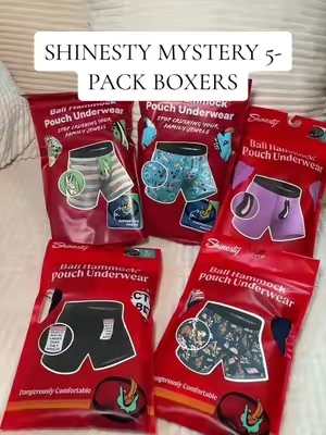 Shinesty’s viral Ball Hammock underwear in a 5-pack MYSTERY bundle?! 🤭 Over half off today!! #shinesty #ballhammock #mysterybundle #mensunderwear #shinestyunderwear
