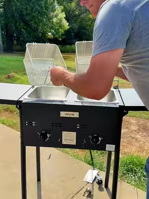 VEVOR 16QT Propane Fish Fryer | Dual Tank Outdoor Deep Fryer DESCRIPTION: Get ready for fish fry season with this VEVOR 16QT propane deep fryer. The dual-tank design lets you fry fish, chicken, wings, fries and more at the same time. Great for backyard fish fries, family cookouts, camping, tailgating and outdoor cooking. Adjustable temperature controls and large frying baskets make it easy to cook for a crowd. HASHTAGS: #FishFryer #PropaneFryer #OutdoorCooking #FishFry #VEVOR KEYWORDS: VEVOR fish fryer, 16QT propane fryer, propane fish fryer, outdoor deep fryer, dual tank fryer, fish frying station, outdoor fish cooker, propane deep fryer, backyard fish fry, fish fry equipment, chicken fryer, wing fryer, outdoor cooking station, camping fryer, tailgate cooking, large capacity fryer