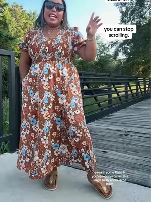 This dress exceeded expectations!  I am loving the fit!  Comfortable, flattering, no clinging. Great arm coverage. Pockets. Midi length, so short girl friendly!  Sizes M-6X. I’m wearing a size L. #tiktokshopcreatorpicks #midsizefashion #tiktokshopstockup #size14style #midsizepetite @BloomChic 