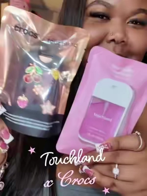 Touchland x Crocs this collab was so cute 🫶🏽💗 #fyp #trending #touchland #handsanatizer #crocs 