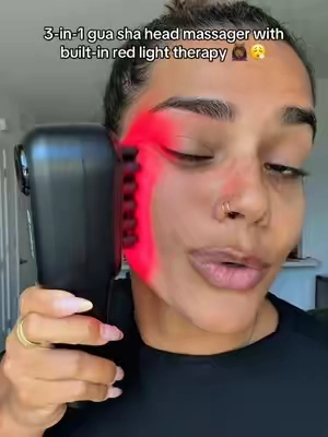 This has been the easiest way to drain the liquid out of my face every morning 🙏🏾 and love the red light therapy for the skin  #tiktokshopcreatorpicks #facemassager #redlighttherapy #headmassager #lymphaticdrainage 