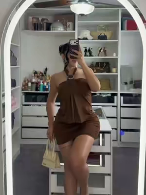 Such a cute dress 🤩 wearing a medium for reference  #halterdress #ootn #y2kfashion #nightoutoutfit #fashion 