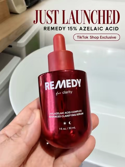 Uneven-looking tone, post-breakout marks and rough texture? The new Remedy 15% Azelaic Acid Complex Advanced Clarifying Serum is a TikTok Shop exclusive made for clearer, smoother-looking skin. ❤️ #RemedyScience #AzelaicAcid #PostBreakoutMarks #UnevenSkinTone #SkincareRoutine 