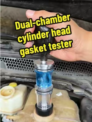 This dual-chamber head gasket tester makes combustion leak checks simple. Just connect it, run the engine, and watch the fluid change from blue to yellow when gases are detected.#toolupgrade #SummerVibes #DealsForYouDays #DIY #CarTok