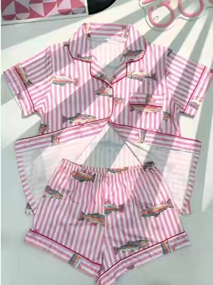 this fish print pajama set is too cute. 🐟💙✨ #fish #pink#pjs #fishpajamas #TikTokshopbacktoschool
