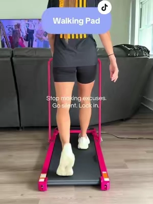 A PINK walking pad that folds up?! 💗🏃‍♀️ Getting my steps in at home just got so much easier! #WalkingPad #PinkWalkingPad #HomeWorkout #FitnessFinds #busymom 