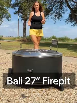 This 27-inch Bali firepit makes backyard nights feel extra cozy. #Firepit #BackyardLiving #OutdoorLiving #PatioIdeas #BaliOutdoors 