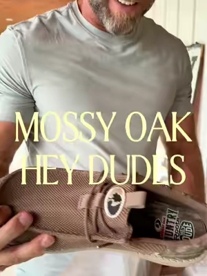 Yall he’s stoaked! 😂😂 #mossyoak #heydude #camo #wallysox #wallysox @Nimrods_habitat 