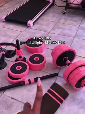 They sell out so quick 🏃🏾‍♀️💨 #pinkweights #pinkgym #pinkgymequipment #barbell #tiktokshopcreatorpicks 