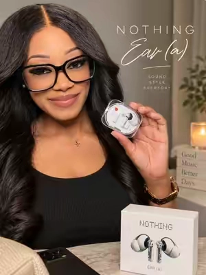 Okayyy these are cute AND they sound good?! 🎧🤍 The Nothing Ear (a) understood the assignment—sleek, comfortable, noise canceling and that clear case is everything. 😍 #NothingEarA #WirelessEarbuds #ChatGPT  #TechTok #TikTokMadeMeBuyIt 