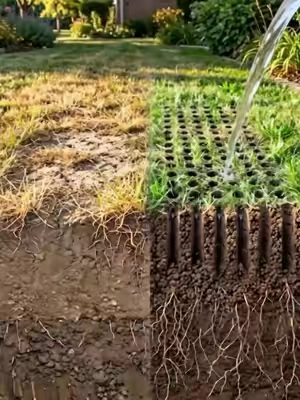 Aerating your lawn is the process of creating small holes in the soil to allow water and nutrients to penetrate within the root system much easier!#rifpod #lawnaerator #yardwork #lawnmaintenance #yardhack 