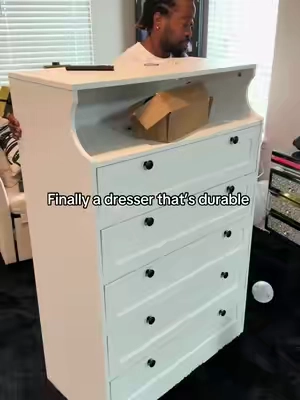 Storage that actually looks GOOD in the room?! 👀🤍 This tall dresser gives you plenty of drawer space without taking up a ton of floor space, which makes it perfect for bedrooms, closets, guest rooms, or anywhere you need some extra organization. I love the clean white finish because it can easily blend in with almost any decor style. ✨ Because we’re officially done with the “chair full of clothes” storage system around here 😂😭 #naturallyb  #dresser  #dressers  #raybeefurniture  #tiktokshopstockup 