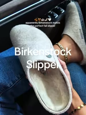 and I'm wearing them with every outfit, mine is the eggnog color 🤍 #birkenstockslippers #birkenstock #fallshoes 