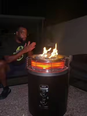 i loveeee my fire side 🔥 it also just makes my yard look so fancy!! @Ninja Kitchen #ninjakitchen #ninjafireside #ninjafiresidecover #ninjafiresidebundle #outdoorfirepit 