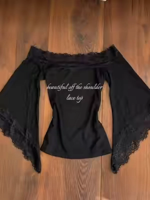 Perfect top for fall! So chic and elegant 🍂🪽🧸
#fallfashion
#lace #whimsy #falloutfits #chicaesthetic 2000s down town girl Halloween chic black lace off the shoulder y2k grunge emo outfit inspo ideas TikTok shop Black Friday 