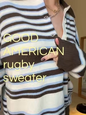 the sweater makes the outfit 🫶 I’m wearing the size xs! Love the fit.  + it’s 90% wool 10% cashmere 🤗 @GOOD AMERICAN 