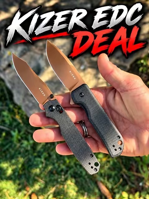 Two solid Kizer EDC options on a really good deal right now. 🔥 D2 steel, Micarta scales, and two different lock options. Don’t miss it! #Kizer #EDC #EverydayCarry #edctools #EDCGear 