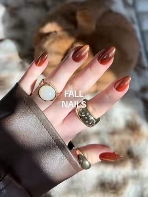 Shade is 🍂Sicilian Sun🍂 @Glamnetic #fallnailsinspo #fallnails #fallaesthetic #pressonnails 