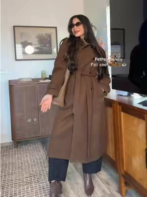 Obsessed with this coat in this perfect chocolate brown for fall wow 😍#coat #coats #tiktokshopcreatorpicks #falloutfits #falloutfit 