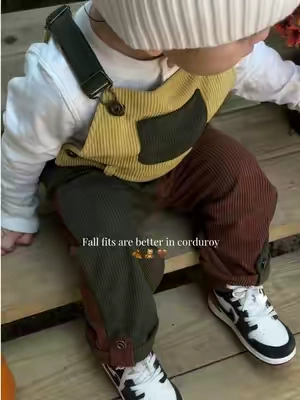 The color combo + corduroy = the cutest fall outfit for little boys 🥹🍁 #ToddlerFallOutfit #ToddlerBoyStyle #FallOutfitInspo #ToddlerOveralls #fyp 