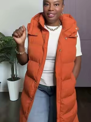 @btfbm_us BTFBM Women's Long Puffer Vest with Quilted Hood and Button Down Closure for Winter Coat 2026 - Tops, Womenswear #falloutfits #TikTokShopStockUp #sohochic #puffervest 