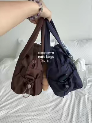 I can’t over how cute the mini bags are,and so spacious too! The navy blue is my favorite !🥹#bagsmart #fyp #cutebag #handbag #gymbag 