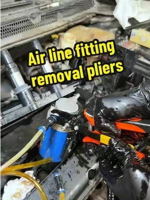 Push to connect fittings. Press the release ring. Hose pops right off. No damage. #AirHosePliers #QuickDisconnect #PushToConnect #pneumatic #autorepairtools