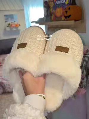 add these to her boo basket😍 the coziest sweater knit slippers for fall and winter!! #slippers #boobasket #boobasketideas #fallfinds #cozyautumn 