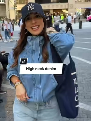 Cropped denim jacket with oversized stand collar is perfect! Lightweight and easy to layer! #croppeddenimbomber #denimjackets #denimcroppedjacket #tiktokshopcreatorpicks #tiktokshopnewarrivals 