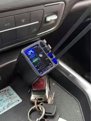 120W 9-in-1 Retractable Car Charger with 4 Built-in Cables, Star Projector & RGB Light, Fast Charging Station for iPhone & Android #carcharger #retractablecarcharger #120wcharger #cartok #tiktokmademebuyit 