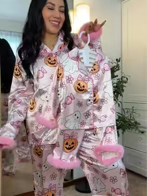Replying to @Stephanie Zamorano these are the cutest Halloween pjs for girl moms 🥹🎀🎃 #matchingpjs #halloweenpjs #halloweencountdown #halloweenpajamas #mommyandme 