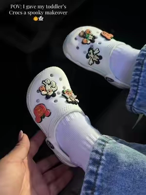 Toddler Crocs, but make them Halloween 🎃 #crocs #kidscrocs #spookyseason #halloweenstyle #halloweencrocs 