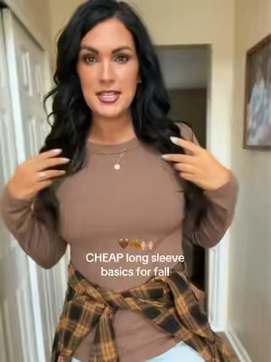 These long sleeve ribbed shirts are a MUST have closet staple for your fall wardrobe, especially at this price! 🤎 #wardrobebasics #fallfashion #fallclothes #fallclothing #falloutfits 