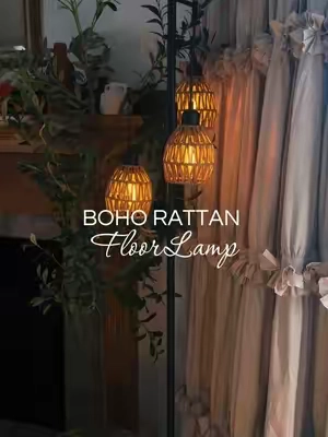 such a warm and beautiful addition to any room #floorlamp #lamps #homedecor #rattan #farmhousedecor  