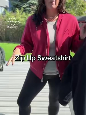 This zip-up sweatshirt is perfect to just throw on and be cozy but look put-together! #zipup #sweatshirt #Zipupjacket #sweatshirts