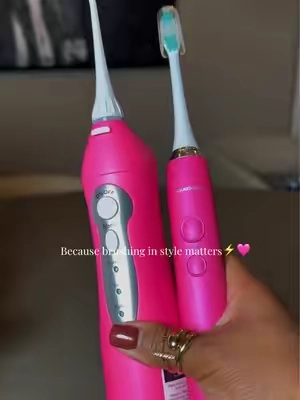 Brushing in style definitely matters 🩷✨@AquaSonic  #aquasonictoothbrush #electrictoothbrush #waterflosser #toothbrush 