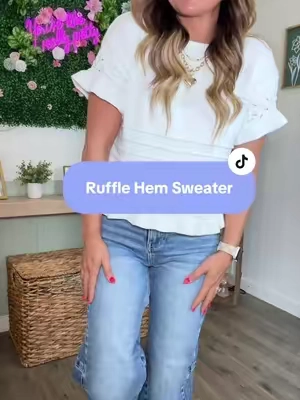 The lace detailing and little ruffle trim make this so much prettier than your average white top! Just add jeans and jewelry for the easiest cute outfit! @TanmingFashion 