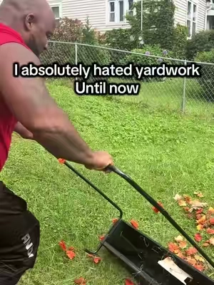 VR lawn sweeper that picks up acorns leaves, wet grass, grass clippings, and even trash