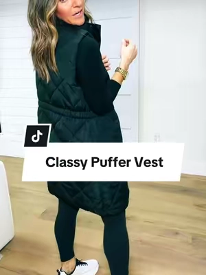 The perfect weight and length for fall 🍂 I’m 5’2” 130 in a Medium #puffervest #vest #falloutfit #vestoutfit #modestfashion 
