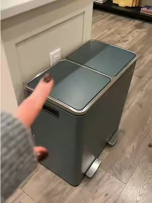 Replying to @Amy Bednez it’s the little details that make a trashcan feel so much more elevated 🤍 no hitting the wall/cabinets when you open it, slow close lids, dual bins for trash and recycling, and a smudge proof matte finish that keeps it looking neat and clean✨@SONGMICS HOME #trashcan #kitchenorganization #kitchenessentials #aesthetickitchen #kitchenfinds 