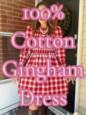 The sweetest gingham dress for fall 🤎🍂 100% cotton, such a flattering fit, and pockets! Perfect for pumpkin patches, Thanksgiving, family pictures, work, church & all the fall things 🤎 #ginghamdress #falldress #cottondress #fallfashion #tiktokshopstockup 