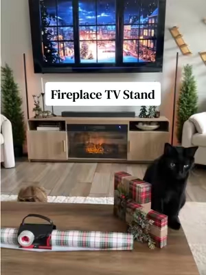 I already know the holidays are about to hit different this year! 🥹 There’s something about a fireplace that just makes the holidays feel more special! #fireplacetvstand #tvstand #flutedfurniture #cozyhome #affordablefurniture 