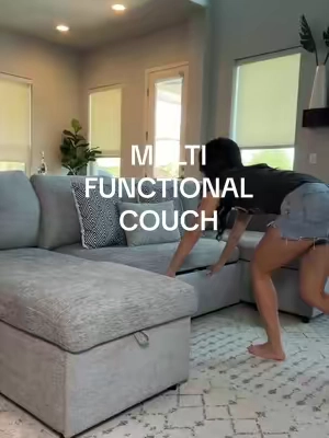 The ultimate space-saving couch 🙌 This oversized sectional pulls out into a comfy sleeper sofa AND both chaise loungers have hidden storage for blankets, pillows & more. Perfect for movie nights, guests, or maximizing a smaller space! 🛋️✨ #SleeperSofa #SectionalSofa #PullOutCouch #StorageSofa #convertiblesofa 