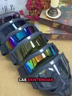 Gafas integrales con lentes antivaho de alta definición, desmontables y ajustables. Máscara de esquí y almohadilla de esponja cómoda de plástico. #máscara #máscaradeesquíajustable 